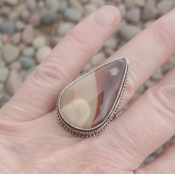 New Mookaite Jasper 925 Silver Statement Ring. - Picture 13 of 16